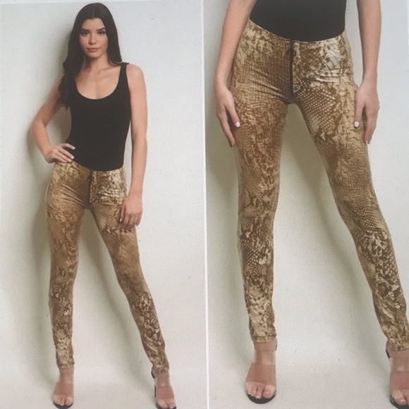 Pants - Snake Print Leggings / Mocha  NWT